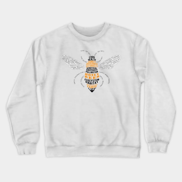 Honey Bee Word Cloud Crewneck Sweatshirt by Jitterfly